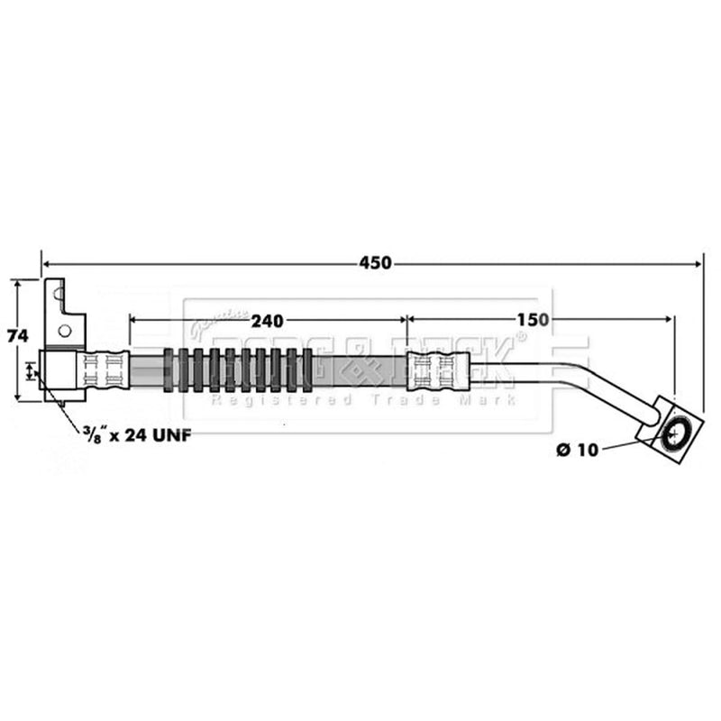 Borg & Beck Brake Hydraulic Hose Line Front Right BBH7409