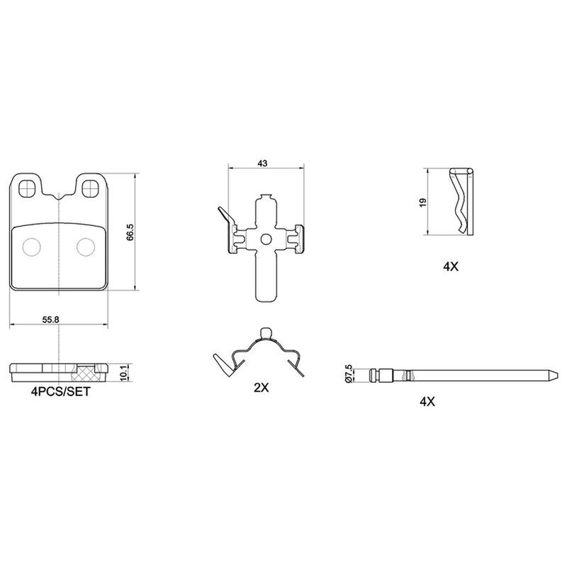 Brembo 4 x Parking Rear Brake Pads P23201