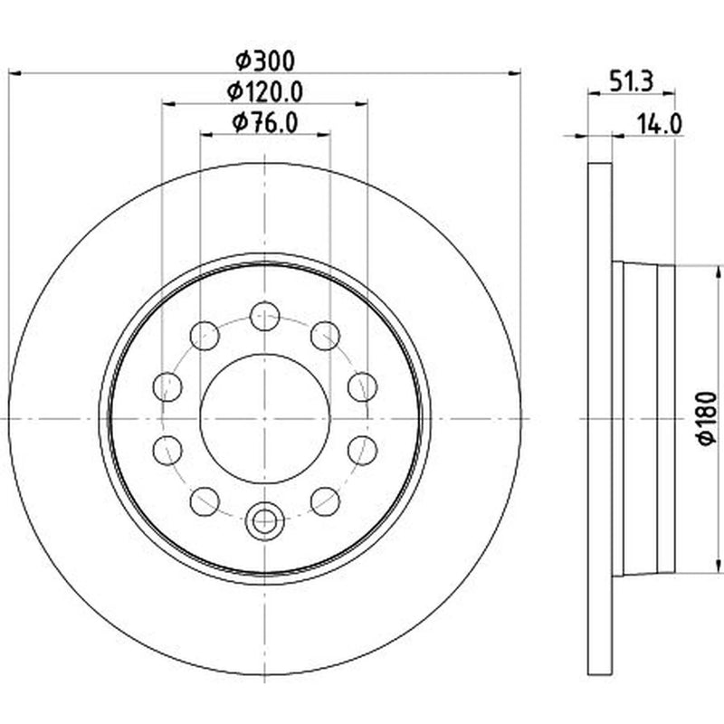 DON 2 x Solid Rear Brake Discs PCD23332