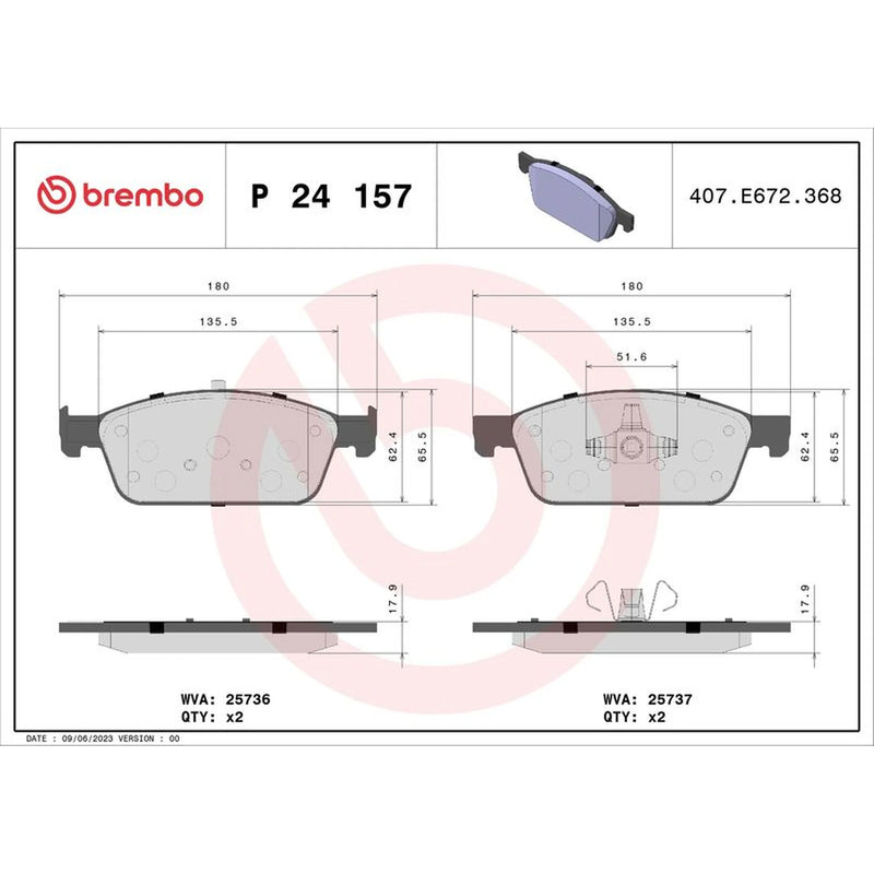 Brembo 4 x Front Brake Pad Set P24157