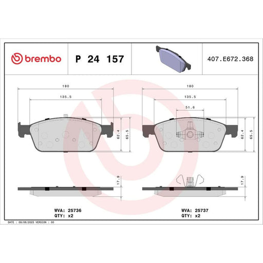 Brembo 4 x Front Brake Pad Set P24157