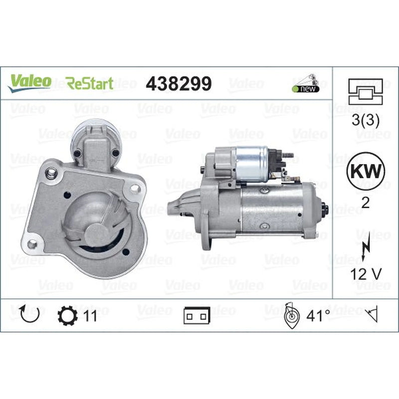 Valeo Starter Motor 12V 2kW 11 Teeth 438299