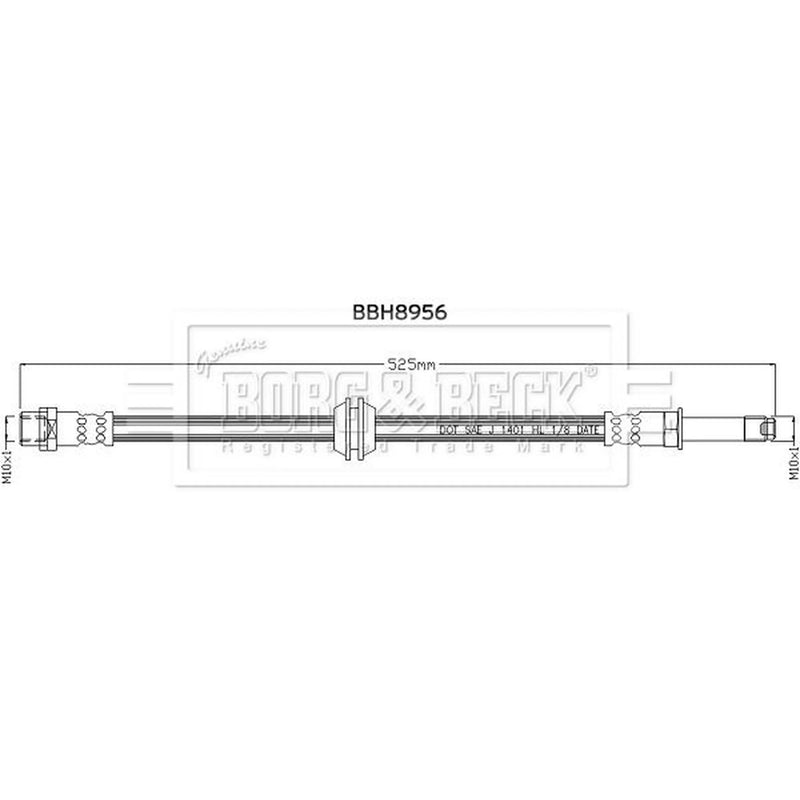 Borg & Beck Brake Hydraulic Hose Line Front Left BBH8956