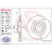 Brembo 2 x Internally Vented Front Brake Discs 09.C306.11