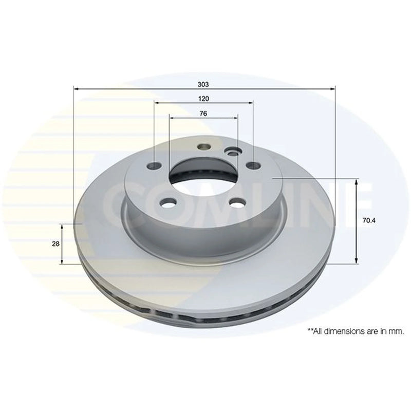 Comline 2 x Internally Vented Front Brake Discs ADC2920V