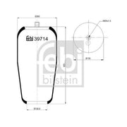 Febi Air Suspension Bellow 130mm Front Right 39714