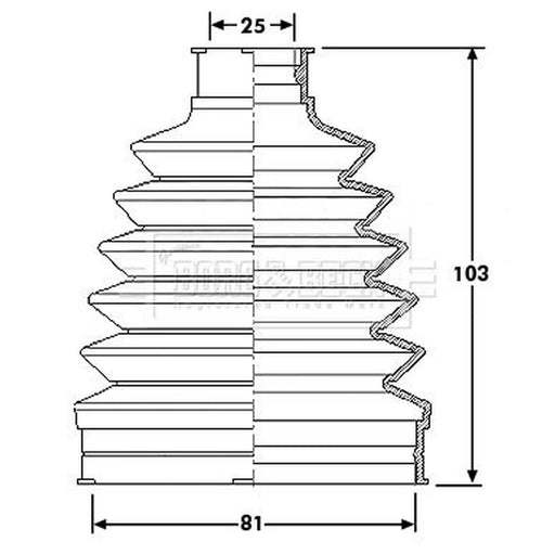 Borg & Beck Drive Shaft Bellow Kit Front Left Thermoplast BCB6210