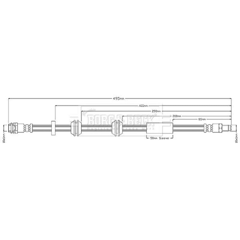 Borg & Beck Brake Hydraulic Hose Line Front Left BBH8681