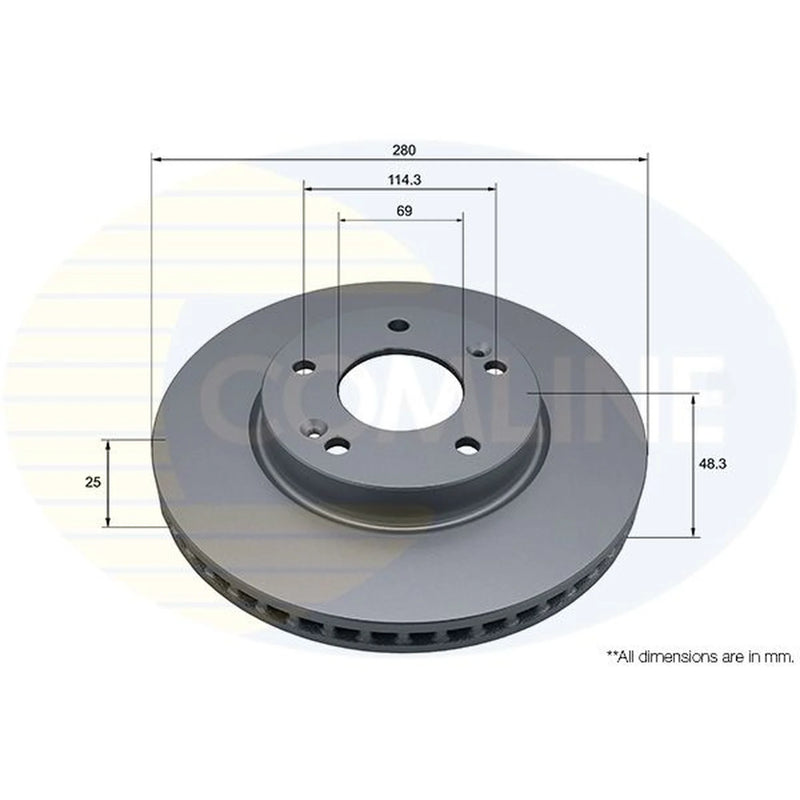 Comline 2 x Internally Vented Front Brake Discs ADC5324V