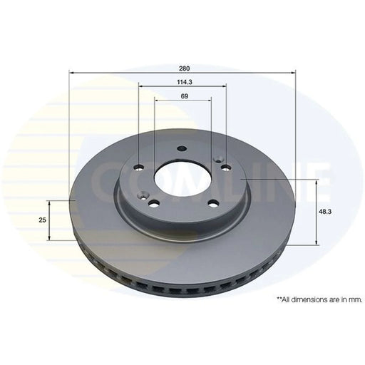 Comline 2 x Internally Vented Front Brake Discs ADC5324V