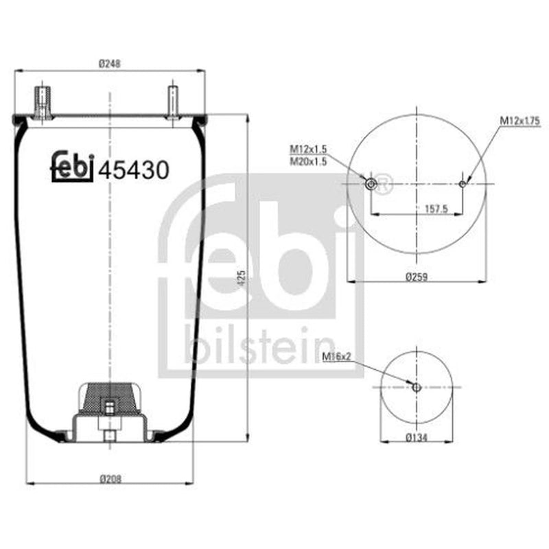 Febi Air Suspension Bellow 134mm 45430