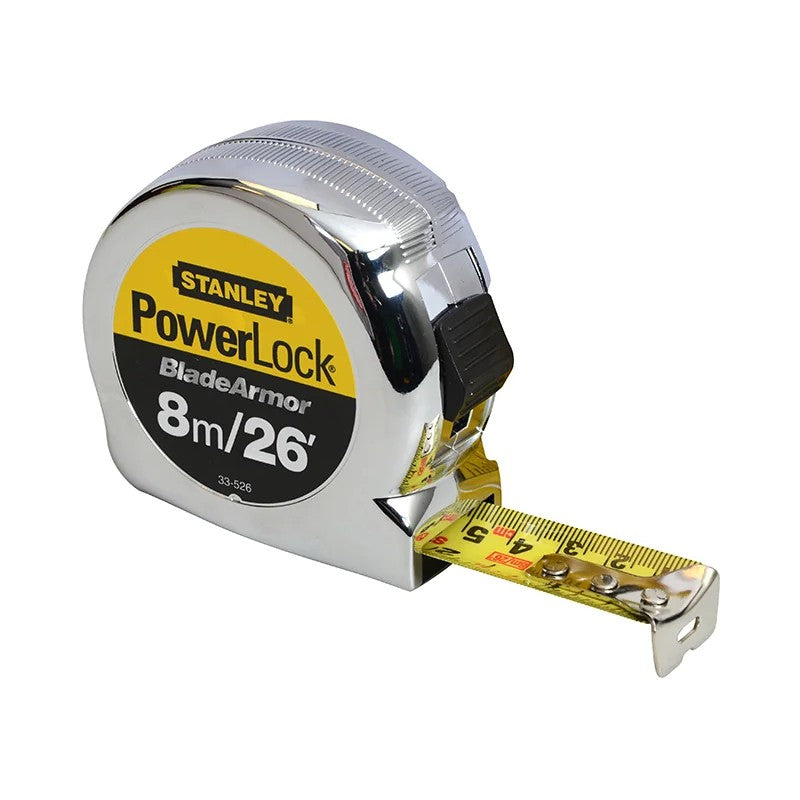 STANLEY® Hand Tools PowerLock® BladeArmor® Pocket Tape 8m/26ft (Width 25mm)
