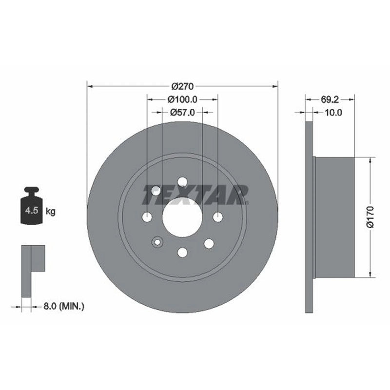 Textar 2 x Rear Brake Discs 92075503