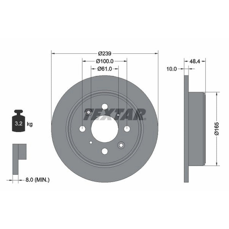 Textar 2 x Solid Rear Brake Discs 92060800