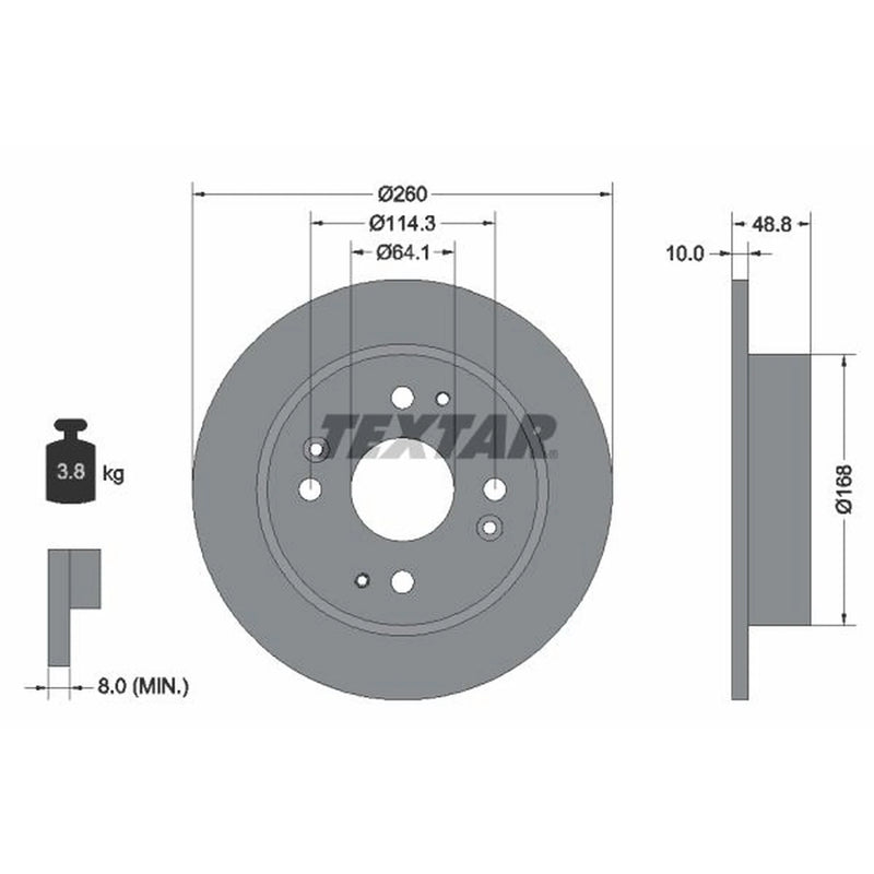 Textar 2 x Solid Rear Brake Discs 92081700