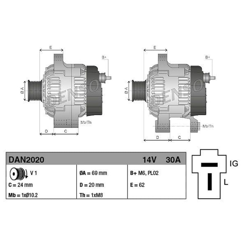 Denso Car Alternator 12V DAN2020