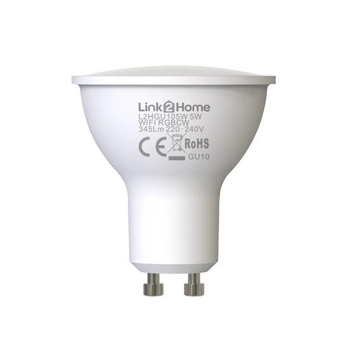 Link2Home Wi-Fi LED GU10 Dimmable Bulb, White + RGB 345 lm 5W (Pack of 4)