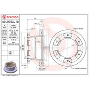 Brembo 2 x Internally Vented Rear Brake Discs 09.9763.10