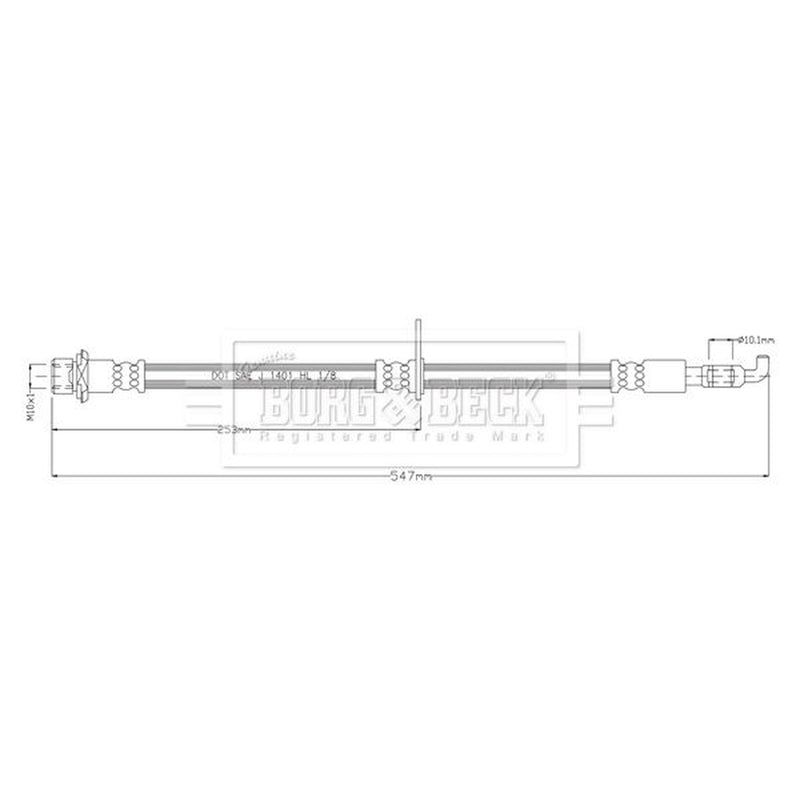 Borg & Beck Brake Hydraulic Hose Line Rear Right BBH8923