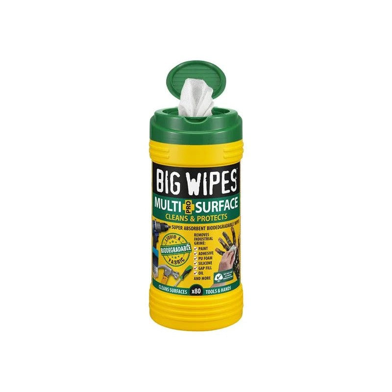 Big Wipes Multi-Surface PRO+ Bio Wipes Tub of 80 (Green Top) - 2440 0000