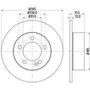 DON 2 x Solid Rear Brake Discs PCD18882