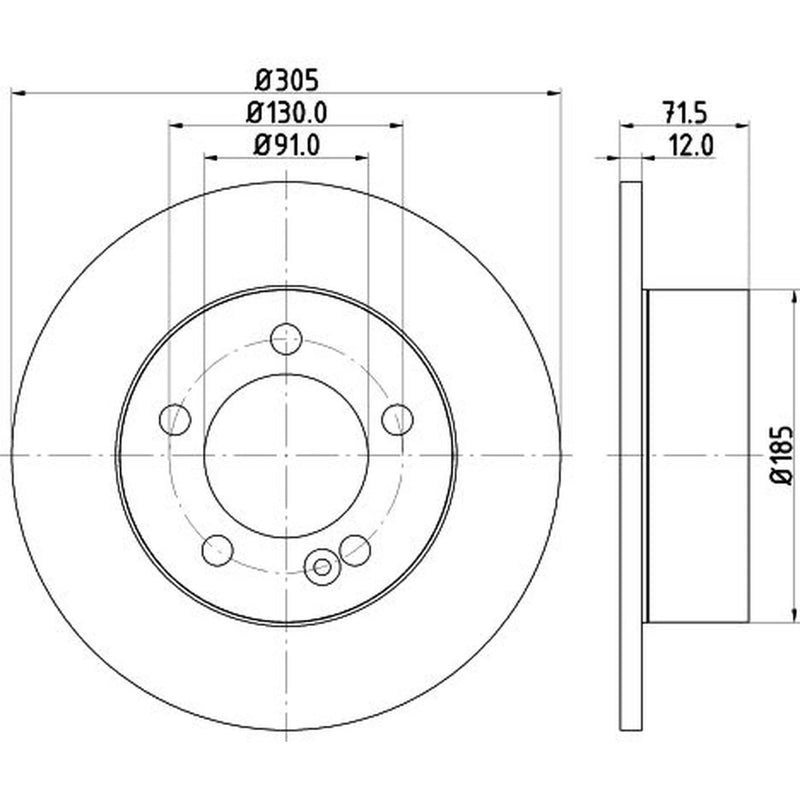 DON 2 x Solid Rear Brake Discs PCD18882