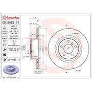 Brembo 2 x Internally Vented Rear Brake Discs 09.B569.11