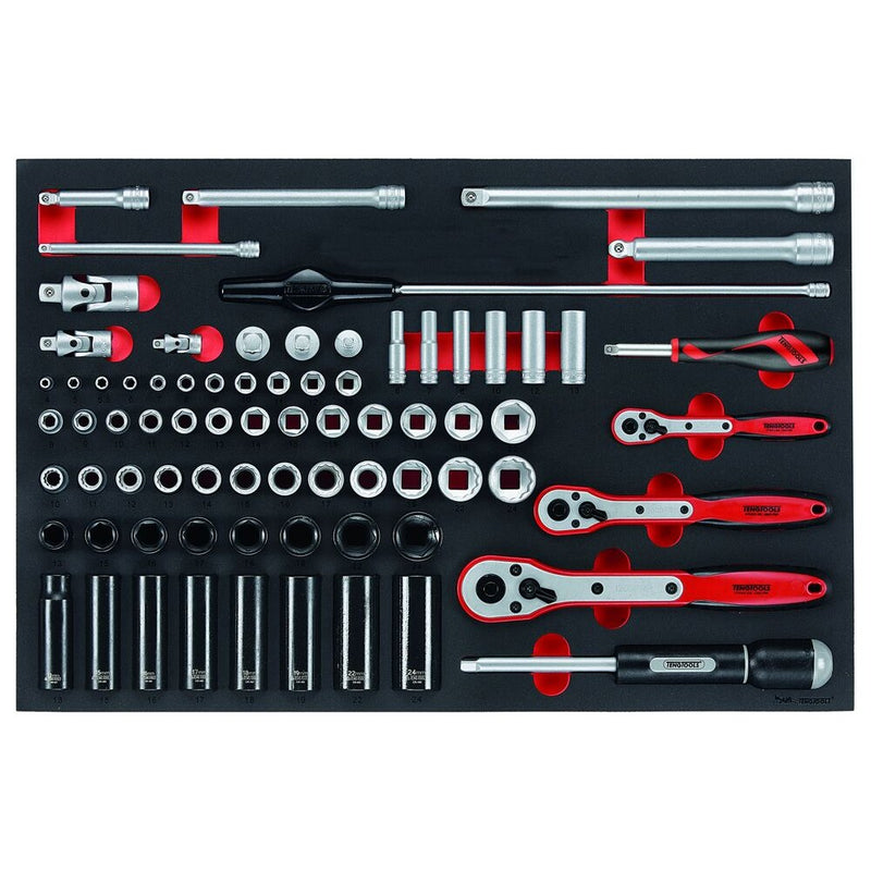 Teng Tools Socket Set FOAM4X4 76 Pieces 1/4" 3/8" 1/2" Drive
