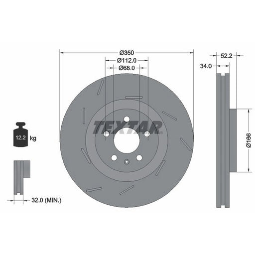Textar 2 x Slotted Front Brake Discs 92319005