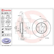 Brembo 2 x Internally Vented Front Brake Discs 09.D570.11