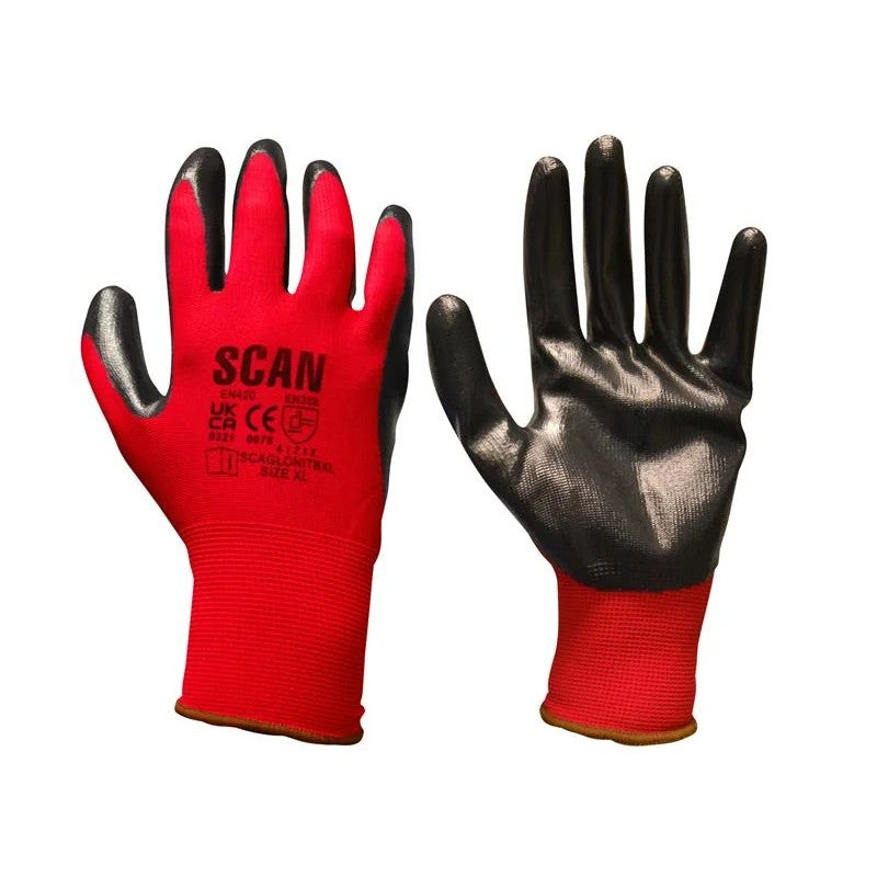 Scan Nitrile Coated Knitted Gloves - M (Size 8) - N1501R