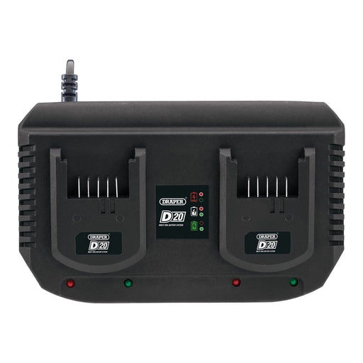 Draper D20 20V Fast Twin Battery Charger, 2 x 3.5A 92239 Draper  - Town Parts