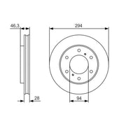 Bosch 2 x Vented Brake Discs 0 986 479 S63