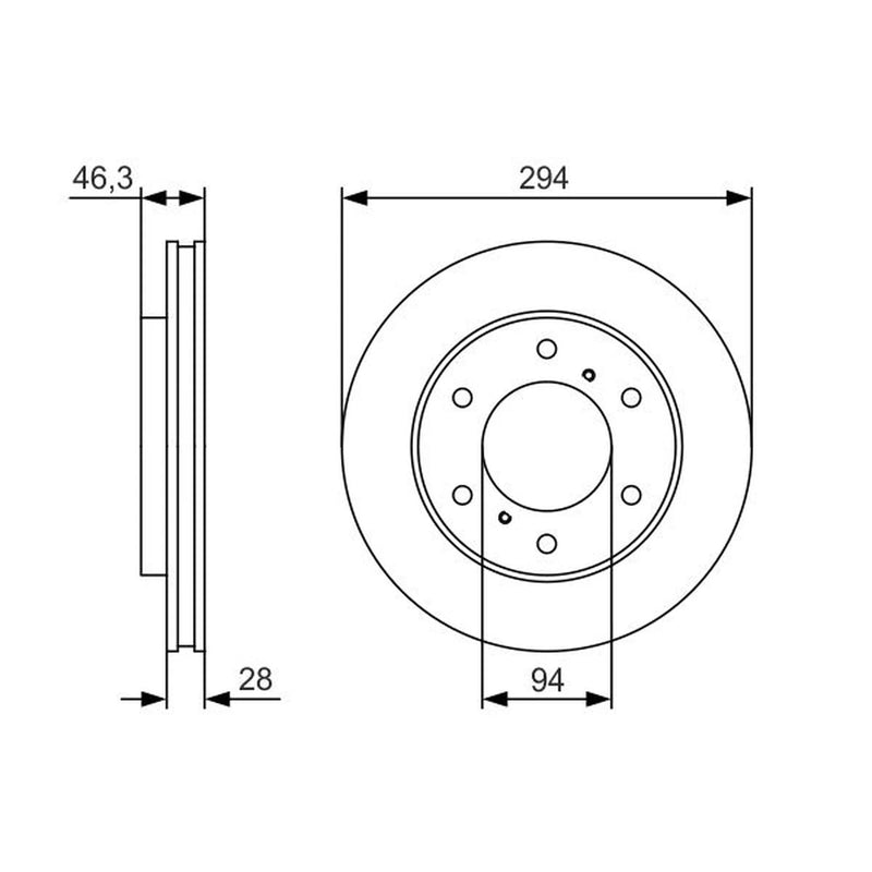 Bosch 2 x Vented Brake Discs 0 986 479 S63