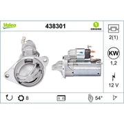 Valeo Starter Motor 12V 1.2kW 8 Teeth 438301