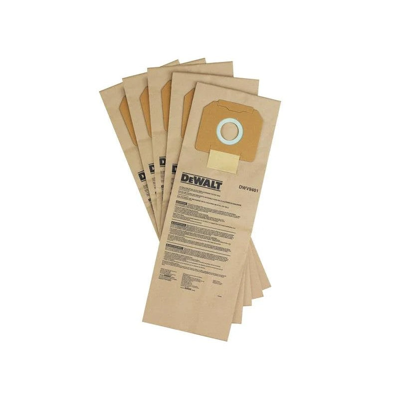 DEWALT Power Tools DWV9401 Paper Dust Bag (Pack 5) - DWV9401-XJ