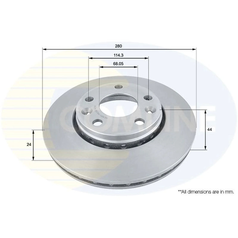 Comline 2 x Internally Vented Front Brake Discs ADC1585V