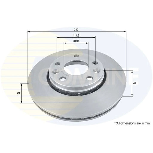 Comline 2 x Internally Vented Front Brake Discs ADC1585V
