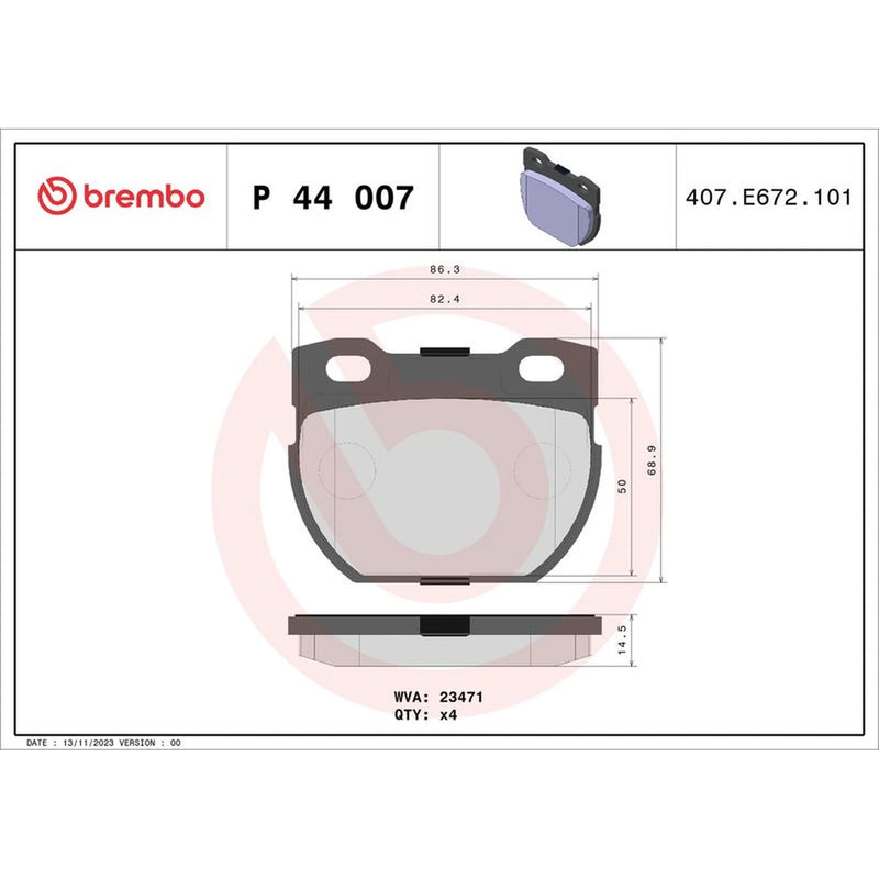 Brembo Rear Brake Pad Set P44007