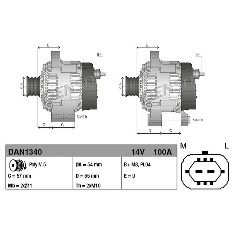 Denso Car Alternator 12V DAN1340