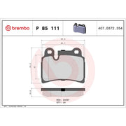 Brembo 4 x Rear Brake Pad Set P85111