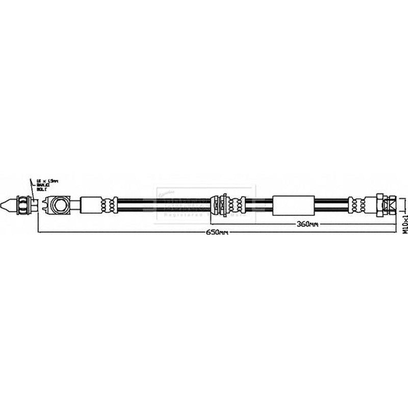 Borg & Beck Brake Hydraulic Hose Line Front Left BBH8419