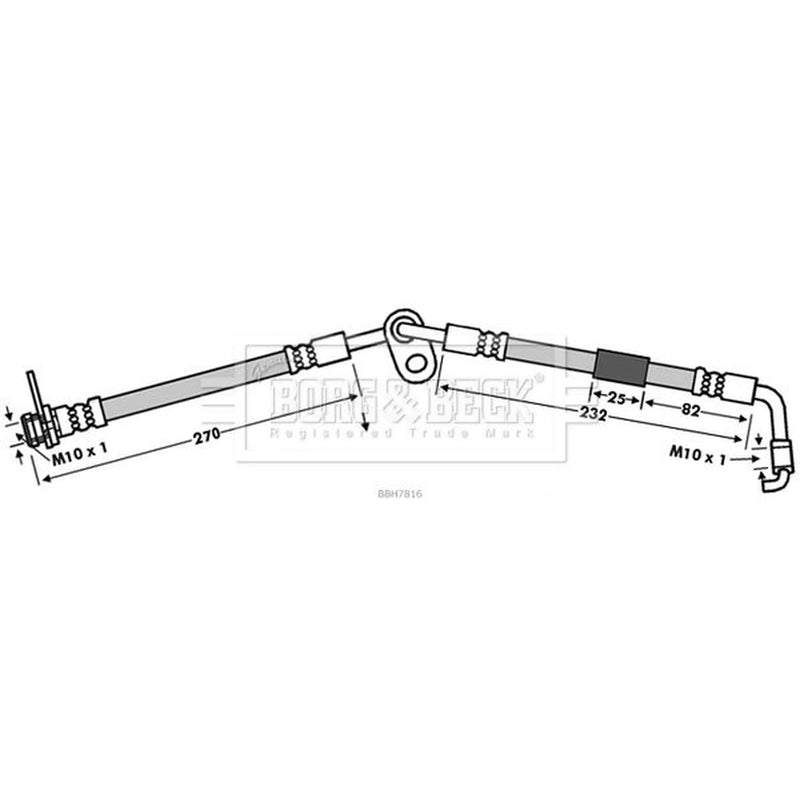 Borg & Beck Brake Hydraulic Hose Line Front Left BBH7816