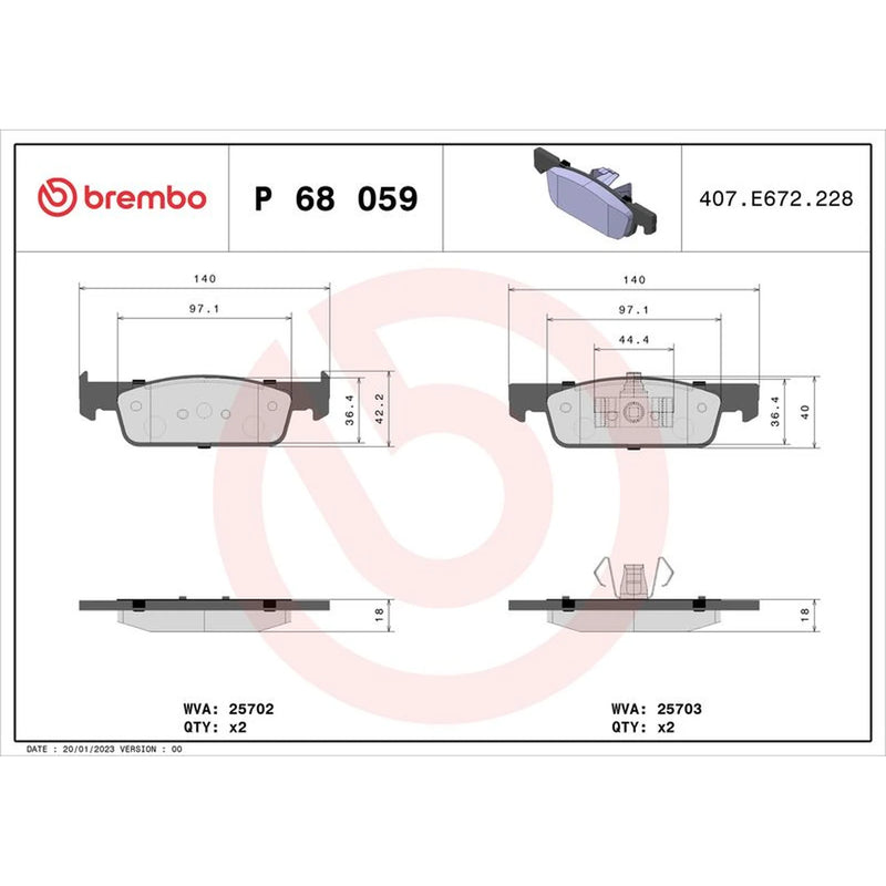 Brembo 4 x Front Brake Pad Set P68059