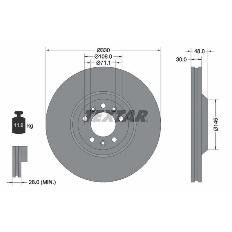 Textar 2 x Front Brake Discs 92129503