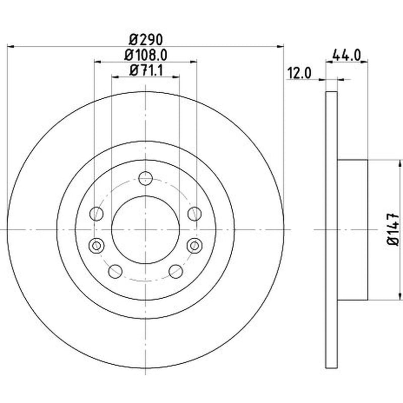 DON 2 x Solid Rear Brake Discs PCD13292