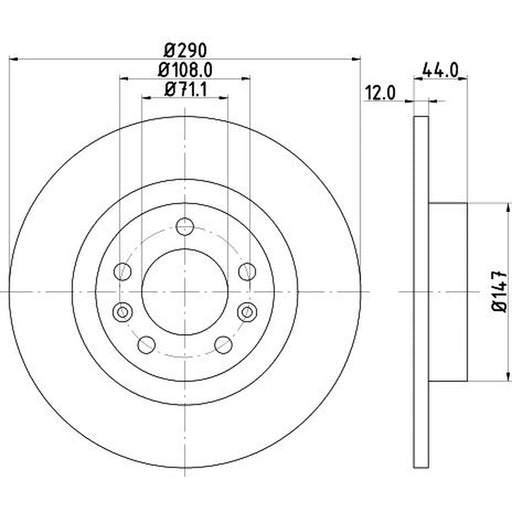 DON 2 x Solid Rear Brake Discs PCD13292