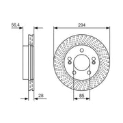 Bosch 2 x Vented Front Brake Discs 0 986 479 D32