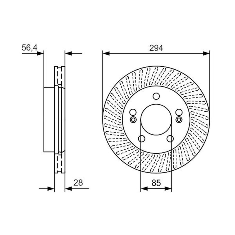 Bosch 2 x Vented Front Brake Discs 0 986 479 D32