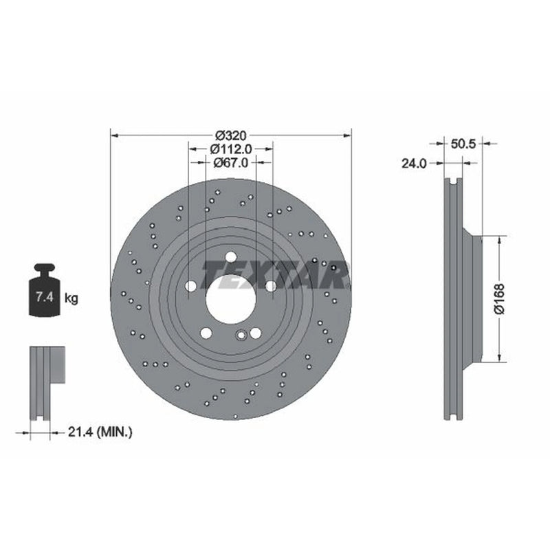 Textar 2 x Perforated Rear Brake Discs 92317505